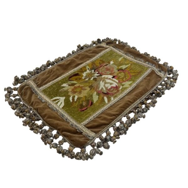 IMG_7264-Photoroom-600w Vintage French Savonnerie-Style Floral Cushion Cover, Wool & Silk, 16" x 24"