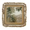 A gorgeous vintage French cushion cover featuring an exquisite Aubusson-style landscape panel in silk. The traditional pastoral scene is framed by a decorative border and finished with tassel fringe all around.