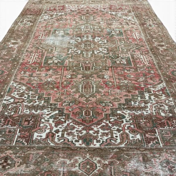 Vintage Faded Heriz Rug | Muted Red | 9x12