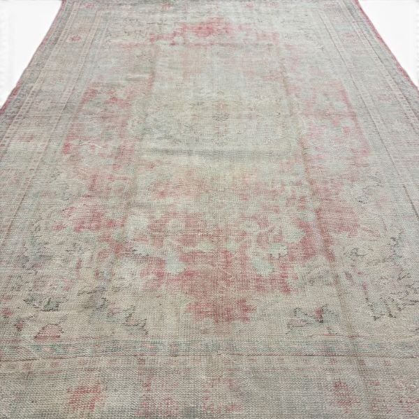 Antique Turkish Rug | Neutral Palette with Red Medallion | 8x11