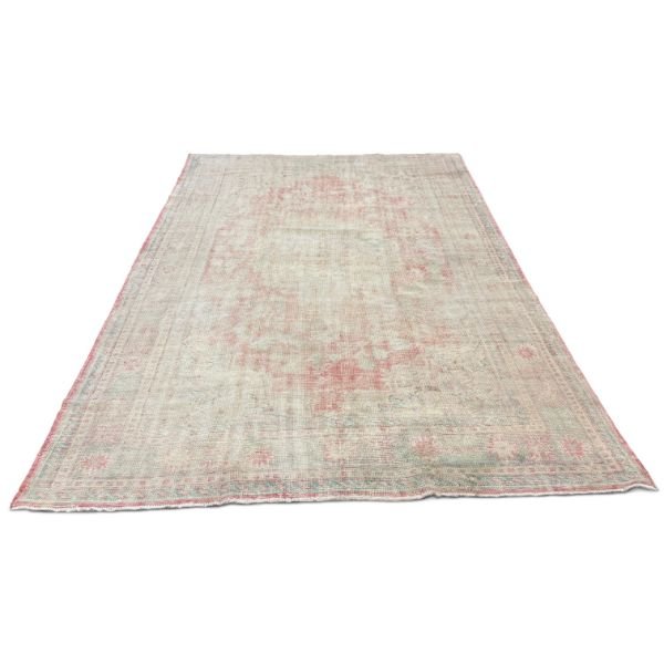 Antique Turkish Rug | Neutral Palette with Red Medallion | 8x11