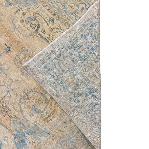 Antique Persian Rug | Faded Ivory, Beige & Blue | 7'5" X 9'5"