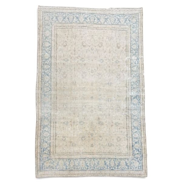 Antique Kirman Rug | Faded Ivory With Delicate Floral Motifs | 8x12