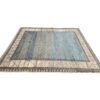 New Oushak Rug – Organic Wool, Natural Dyes & Abstract Blue and Ivory Design