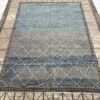 New Oushak Rug – Organic Wool, Natural Dyes & Abstract Blue and Ivory Design