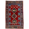 Antique Kazak Rug – Bold Red, Turquoise & Tribal Geometric Design