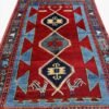 Antique Kazak Rug – Bold Red, Turquoise & Tribal Geometric Design