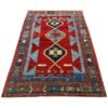 Antique Kazak Rug – Bold Red, Turquoise & Tribal Geometric Design