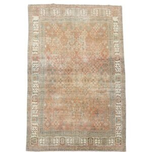 Antique Joshegan Rug – Muted Red with Intricate Ivory & Beige Floral Motifs