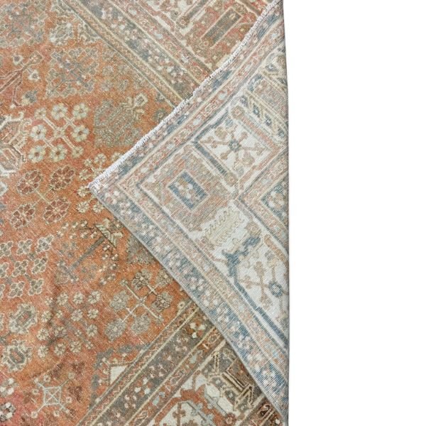 Antique Joshegan Rug – Muted Red with Intricate Ivory & Beige Floral Motifs