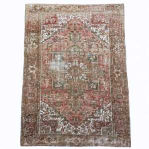 Vintage Faded Heriz Rug | Muted Red | 9x12