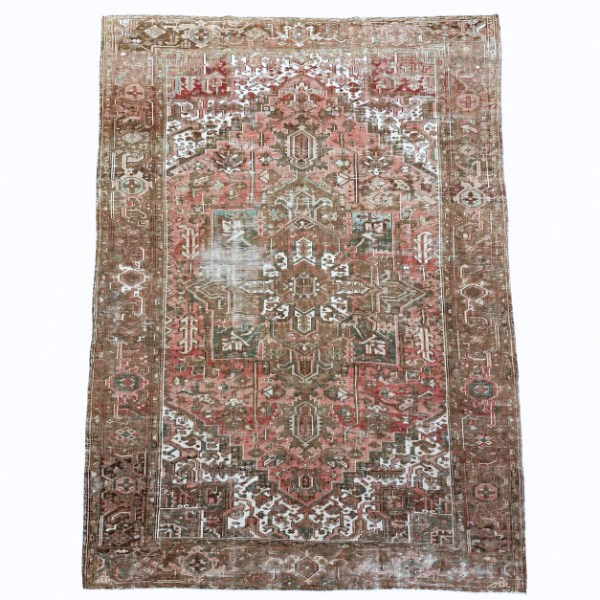 Vintage Faded Heriz Rug | Muted Red | 9x12